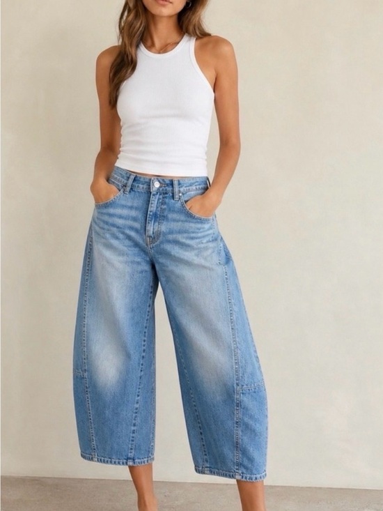 Pilcro Denim - Pilcro Light Blue Wide-Leg Cropped Jeans